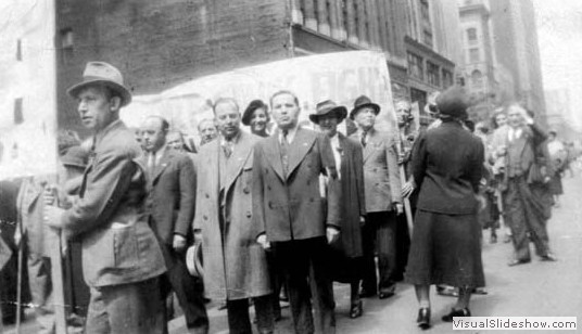 'Pa' (second left) protesting working conditions in the Garment District, 1929